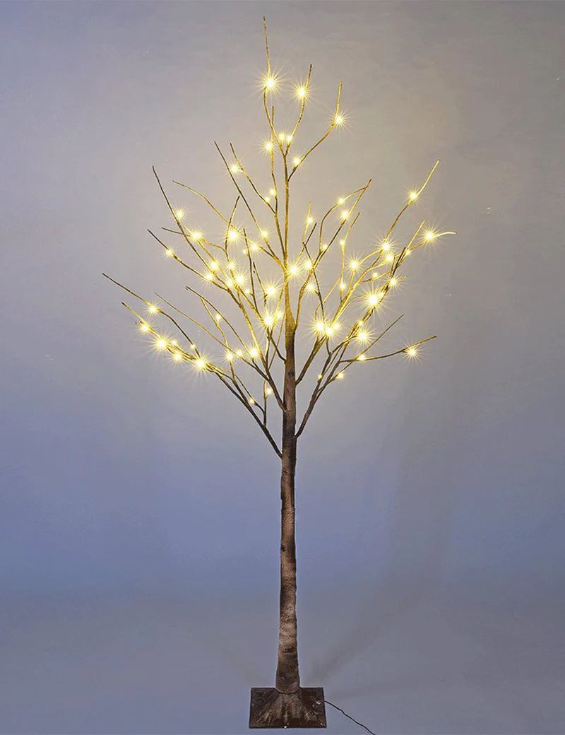 6ft Lighted Birch Tree, Brown Finish | E Home International