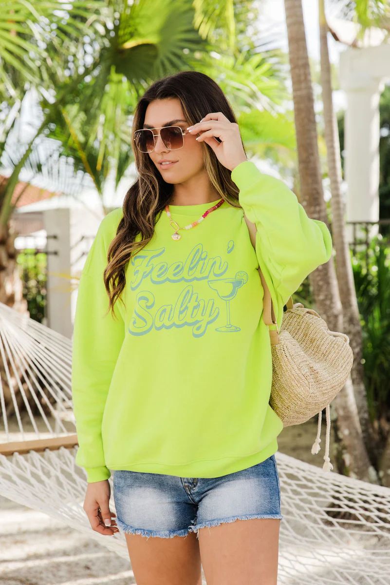 Feeling Salty Neon Oversized Graphic Sweatshirt DOORBUSTER | Pink Lily