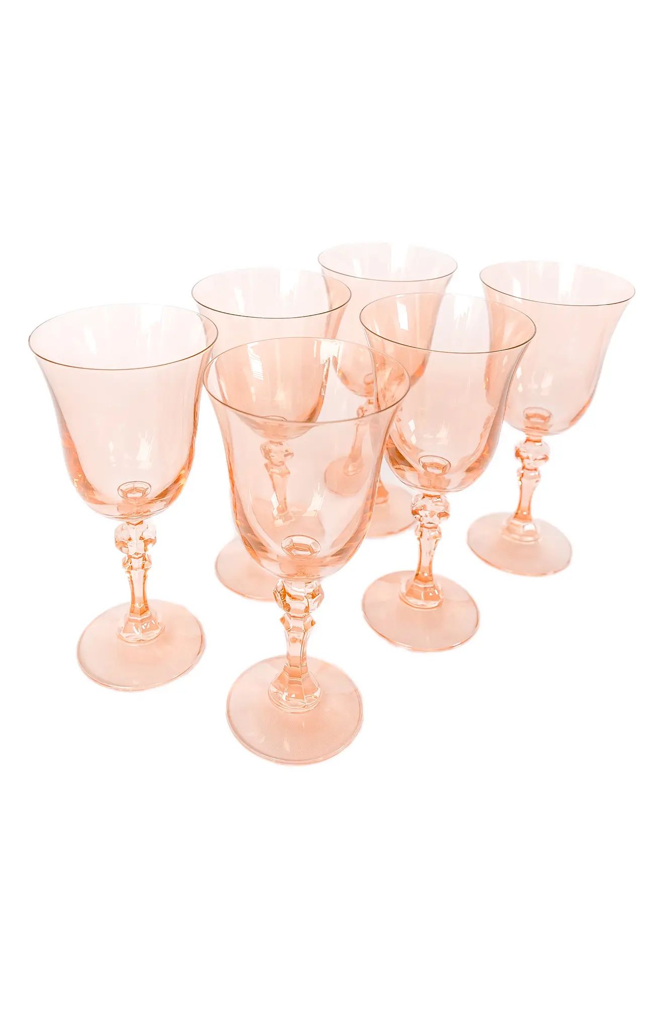 Estelle Colored Glass Set of 6 Regal Goblets in Blush Pink at Nordstrom | Nordstrom