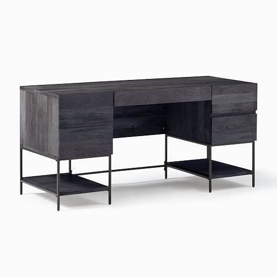 Industrial Storage Black Executive Desk | West Elm (US)