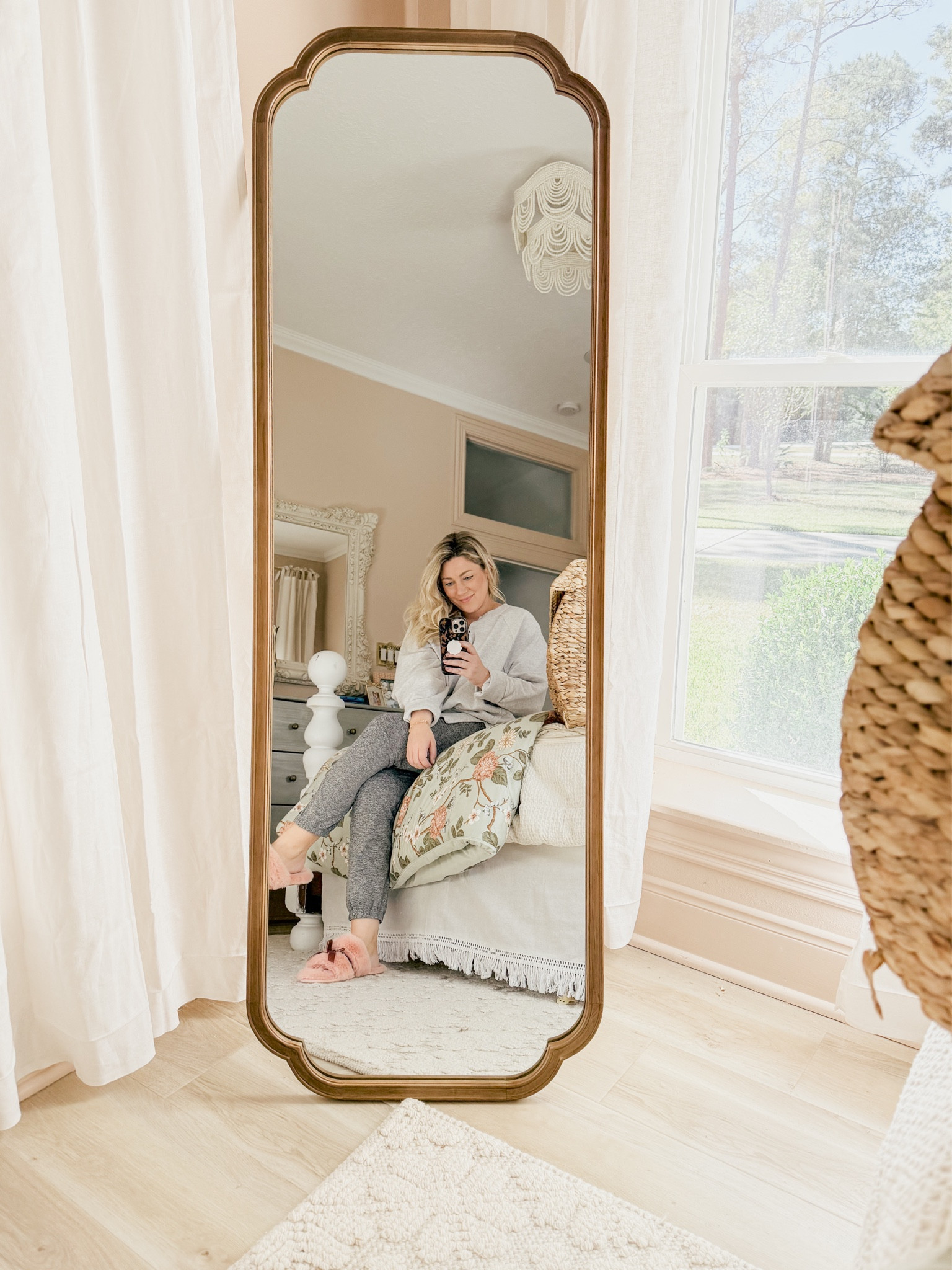 This Walmart standing mirror! So good!! 

THEBLOOMINGNEST decor rug curtains 

#LTKHome #LTKFindsUnder100
