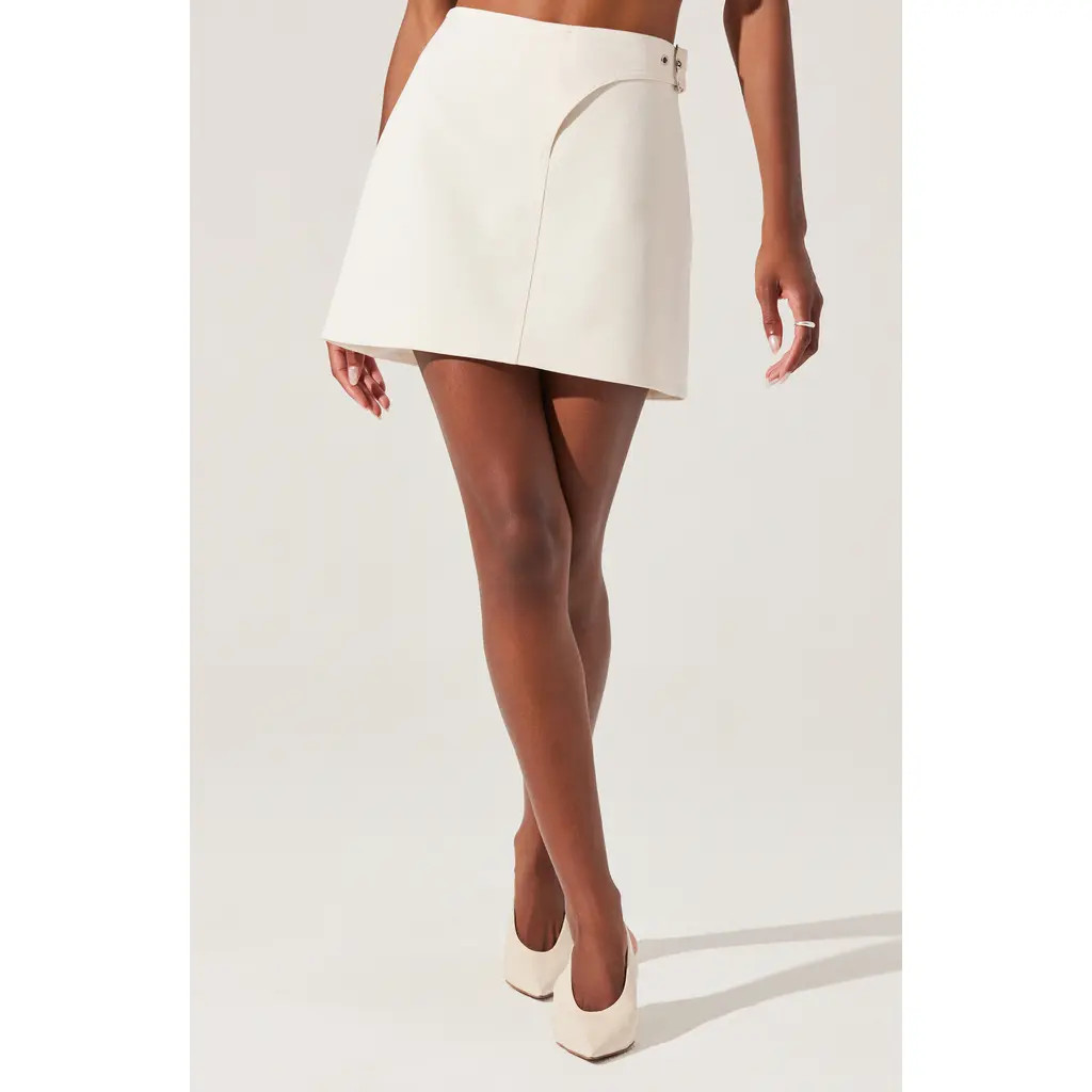 ASTR the Label Sevyn Buckle Faux Wrap Miniskirt in Cream at Nordstrom Rack, Size Small | Nordstrom Rack