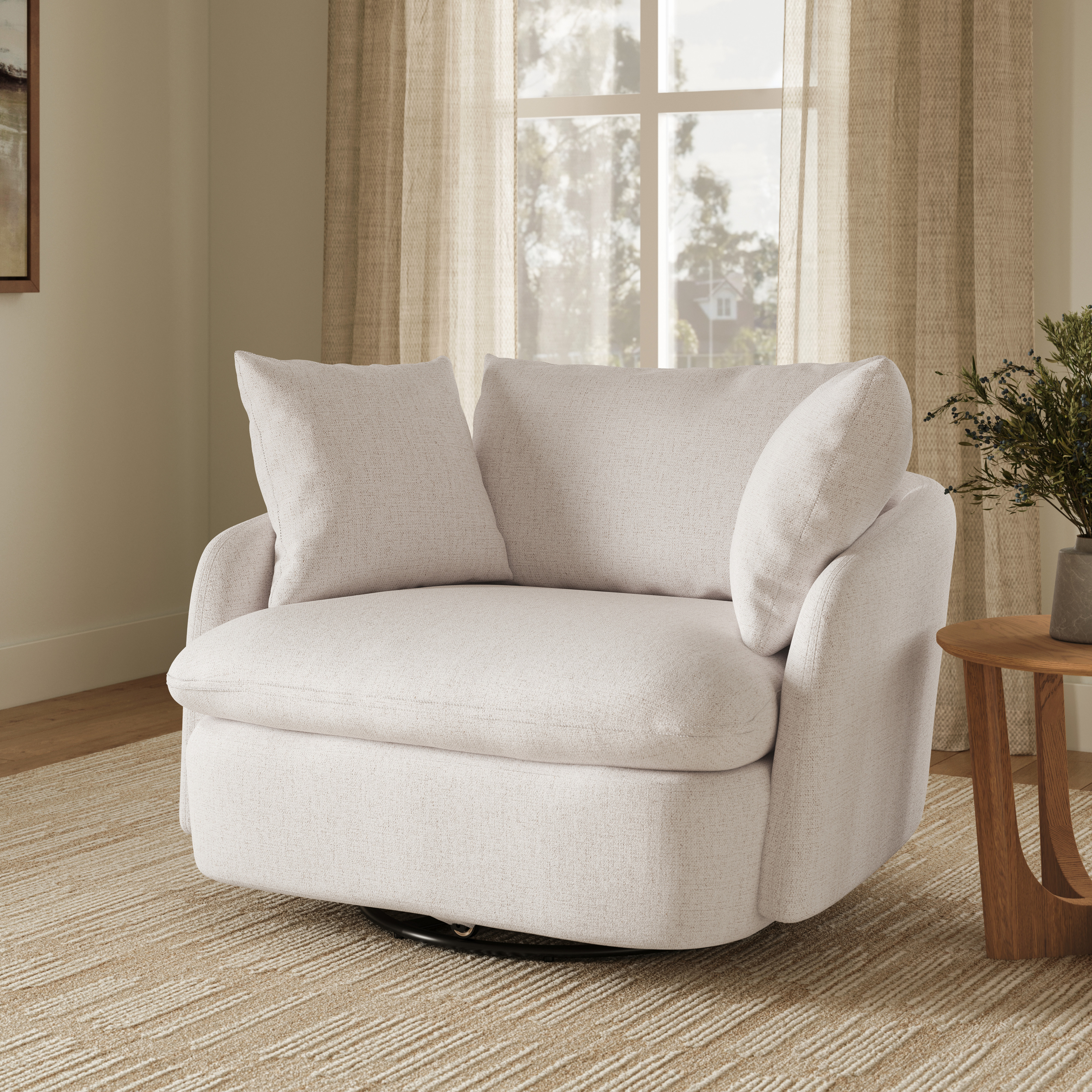 Leigh 47" Grand Swivel Lounge Chair - Napa White | Article