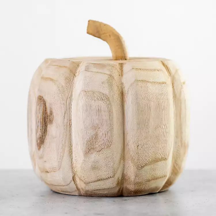 New! Natural Carved Wood Pumpkin, 10 in. | Kirkland's Home
