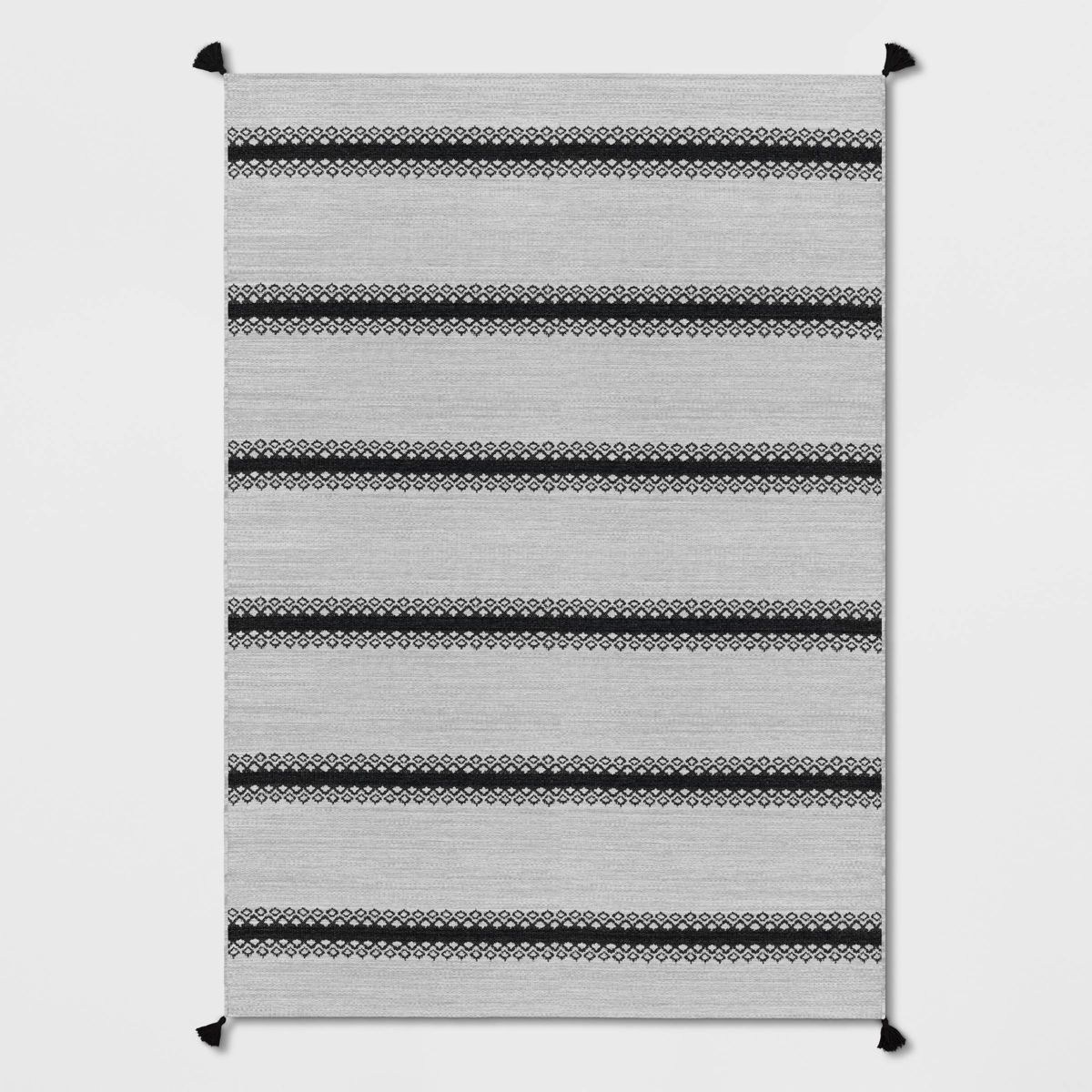 7' x 10' Outdoor Rug Argyle Stripe Black - Threshold™ | Target