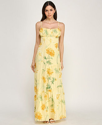 Juniors' Sleeveless Bungee Back Asymmetrical Maxi Dress | Macy's