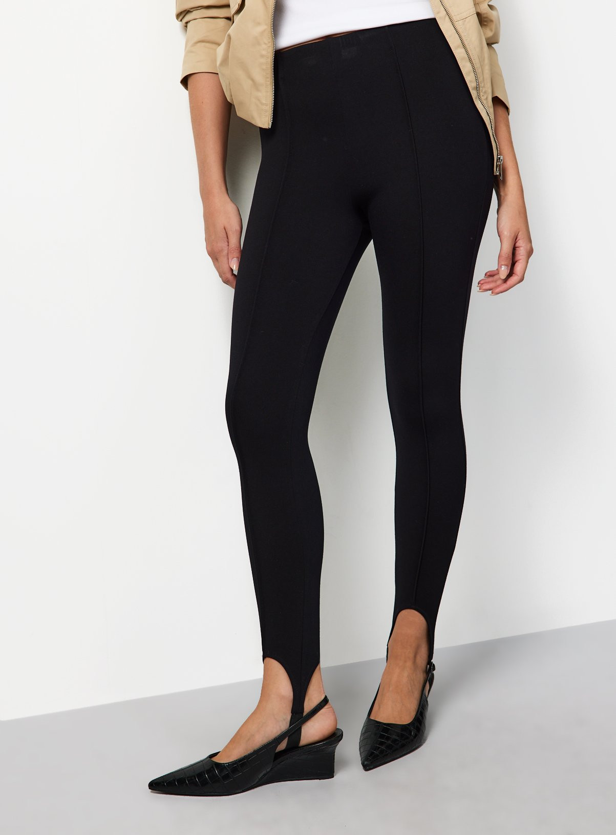 Black Stirrup Ponte Leggings S | Tu Clothing