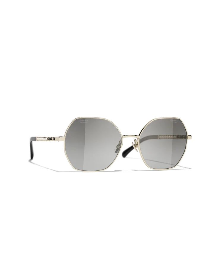 Sunglasses: Square Sunglasses, metal & glass pearls — Fashion | CHANEL | Chanel, Inc. (US)