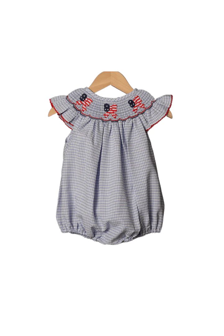 Smocked Stars and Stripes Seersucker Bubble | The Smocked Flamingo