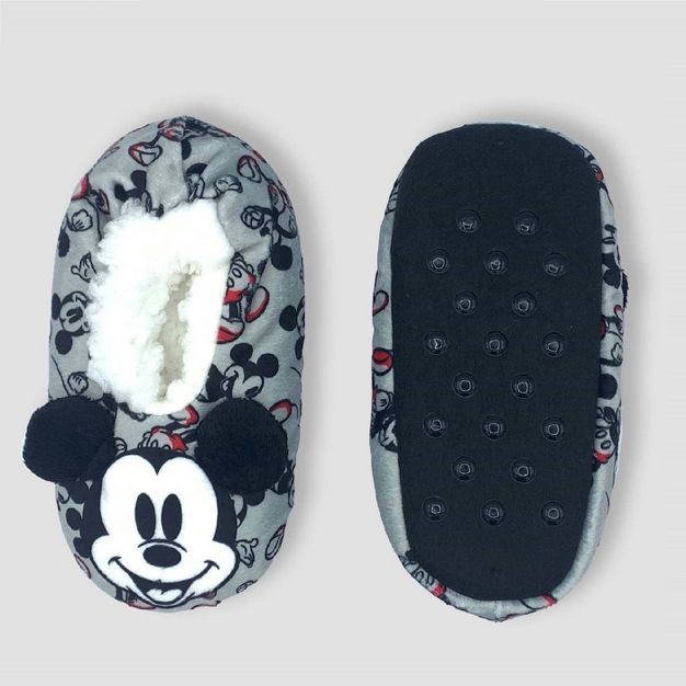Toddler Mickey Mouse Slipper Socks - Light Gray | Target