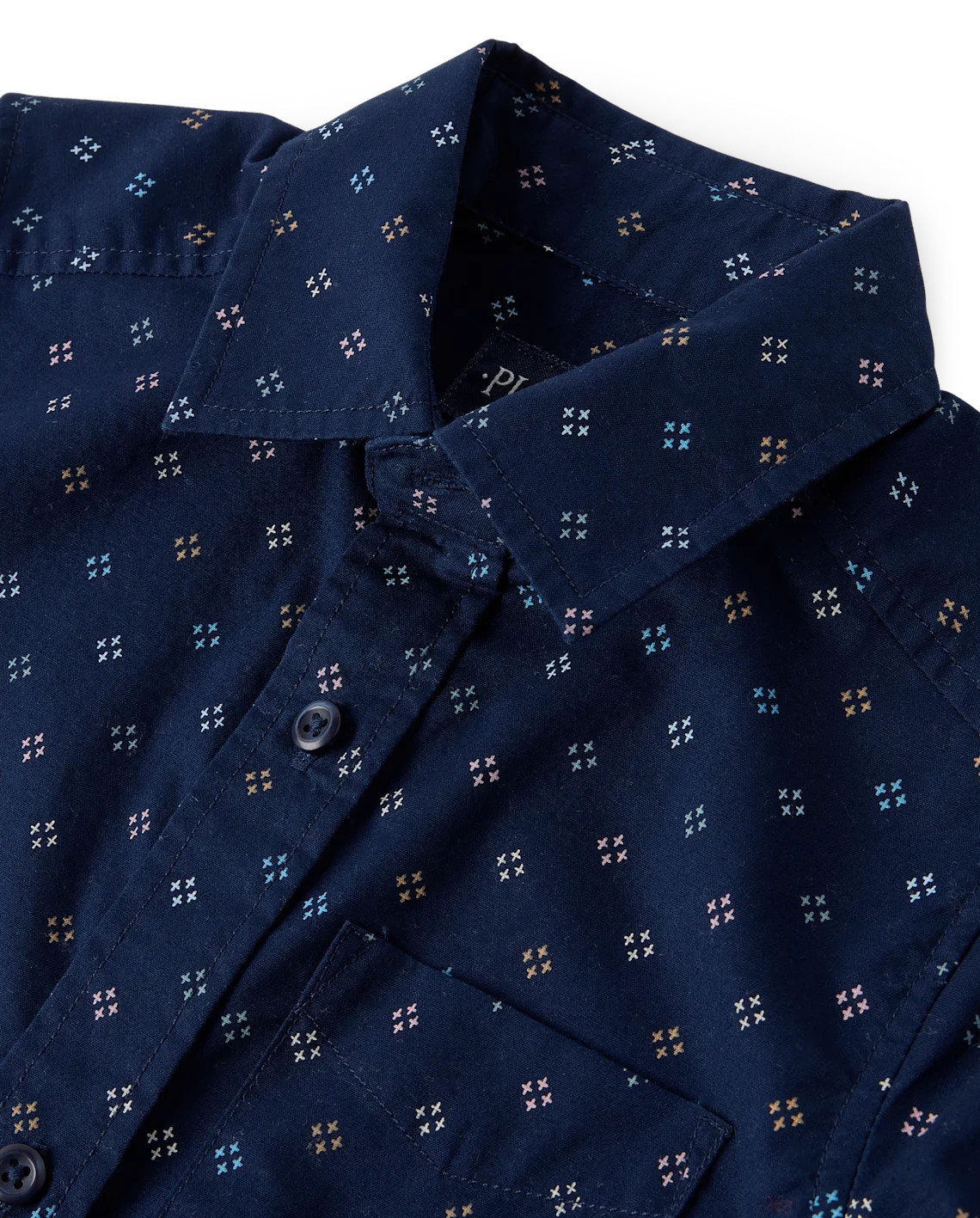 Boys Print Poplin Button Up Shirt - blue | The Children's Place