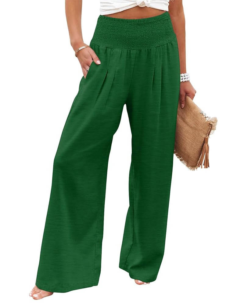Angerella Womens Elastic High Waisted Palazzo Pants Casual Wide Leg Long Lounge Pant Trousers wit... | Amazon (US)