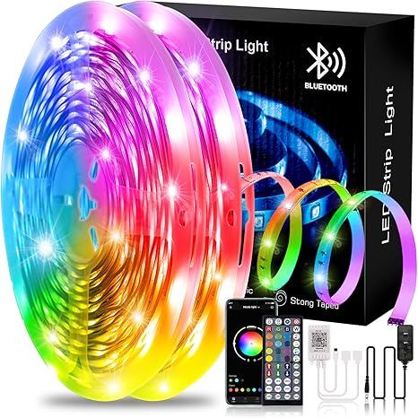 Amazon.com: 100ft LED Strip Lights (2 Rolls of 50ft) Music Sync Led Lights for Bedroom RGB Color ... | Amazon (US)