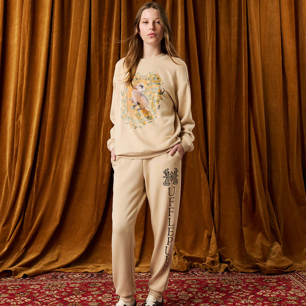 Harry Potter Beige Long Hufflepuff Varsity League Women's Fleece Sweatshirt Jogger Set | Posh Pea... | Posh Peanut