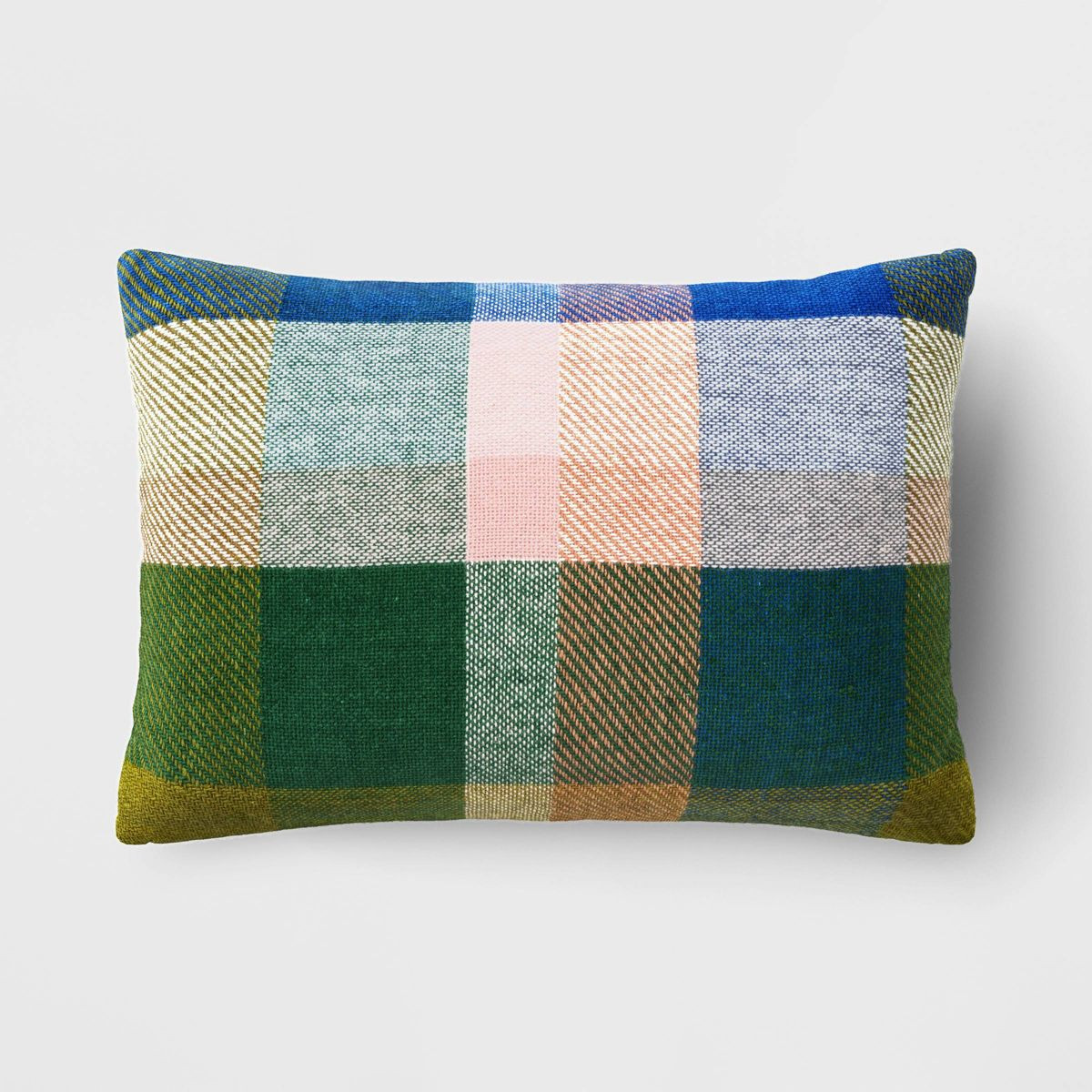 Lumbar Yarn Dyed Plaid Cotton Throw Pillow Green - Room Essentials™ | Target
