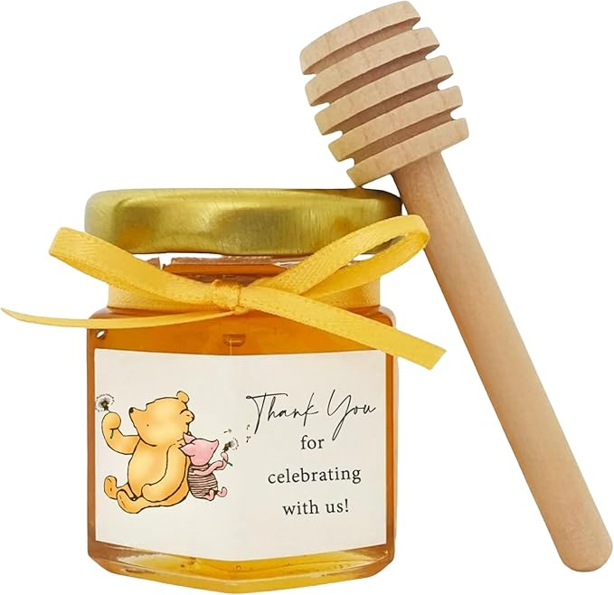 80PCS Classic Pooh Honey Jar Stickers for Baby Shower and Birthday Thank You Stickers Labels Winn... | Amazon (US)
