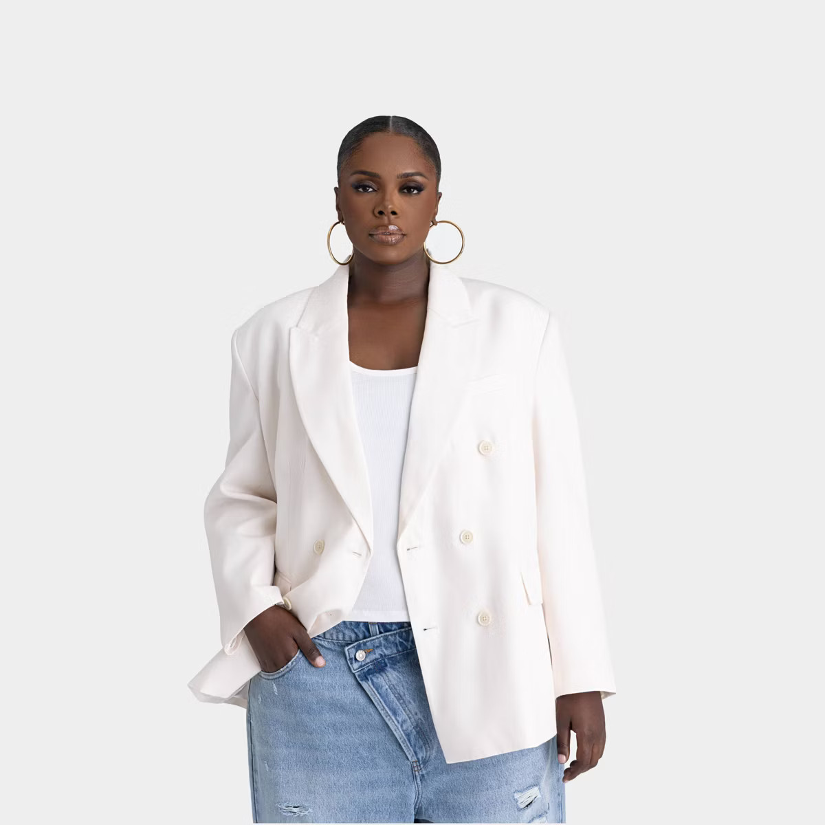 KBB by KAHLANA Women's 'The David Blazer' - Cream | Target