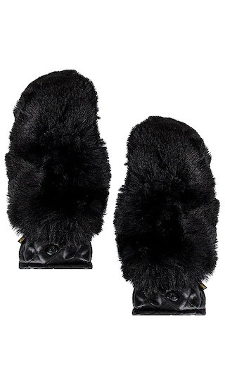 Goldbergh Hill Faux Fur Mittens in Black. - size 6.5 | Revolve Clothing (Global)