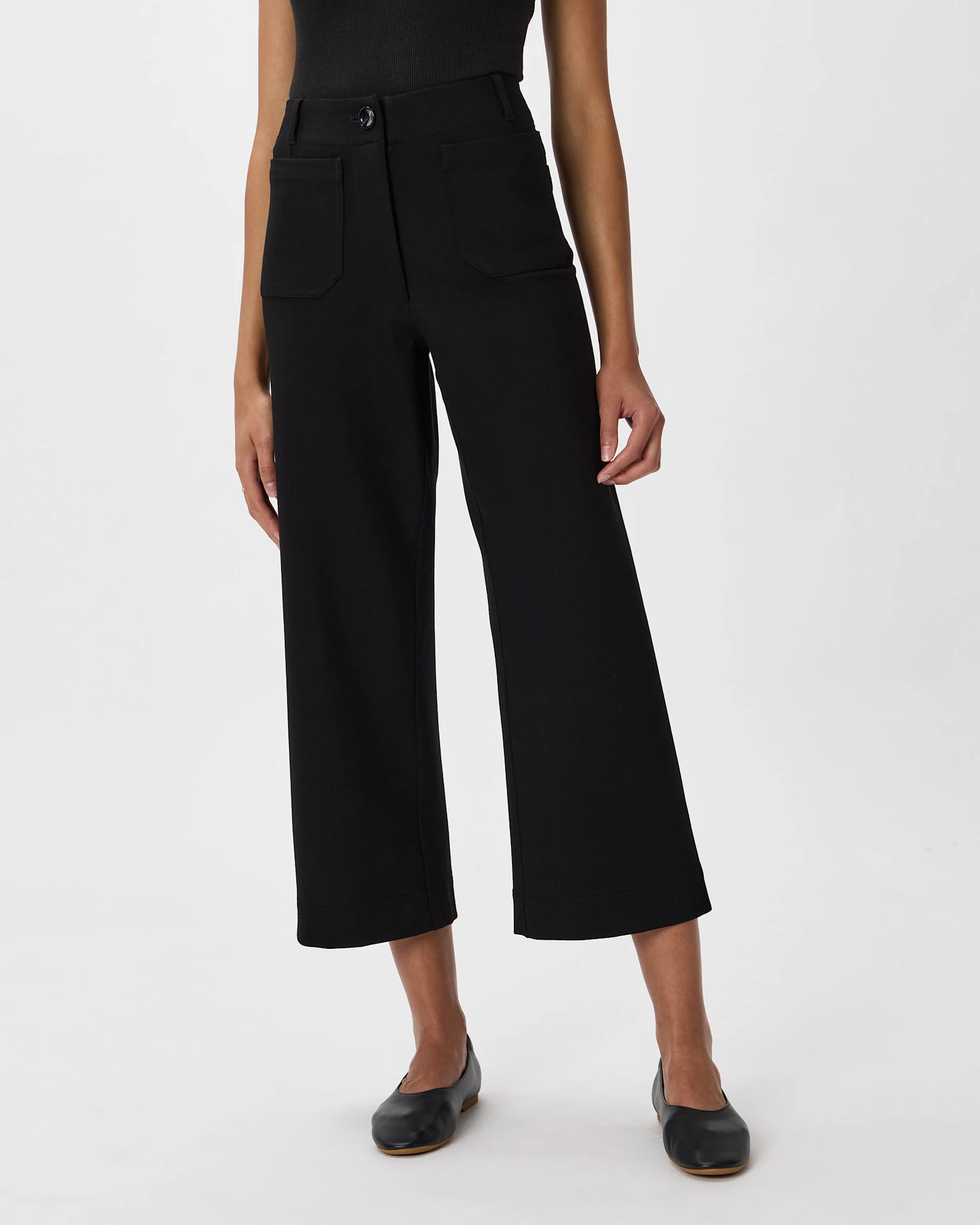 Quince | Women's Ultra-Stretch Ponte Cropped Wide Leg Pants in Olive, Size 16, Rayon | Quince
