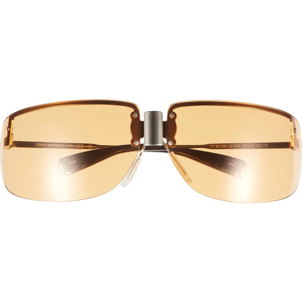 Tory Burch 75mm Semi Rimless Pillow Sunglasses in Shiny Light Gold /Orange at Nordstrom | Nordstrom
