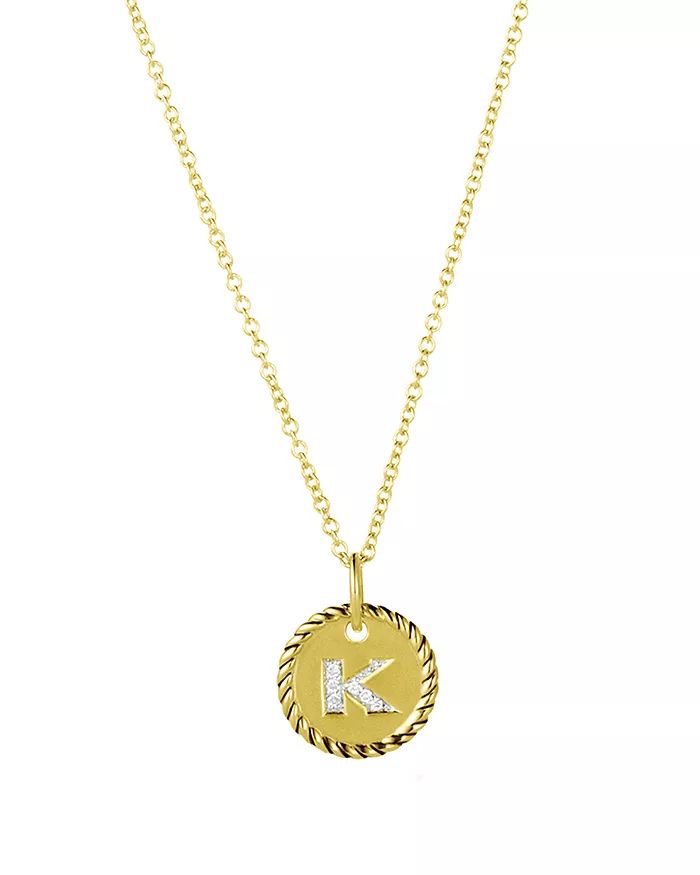 Cable Collectibles Initial Pendant with Diamonds in Gold on Chain, 16-18" | Bloomingdale's (US)
