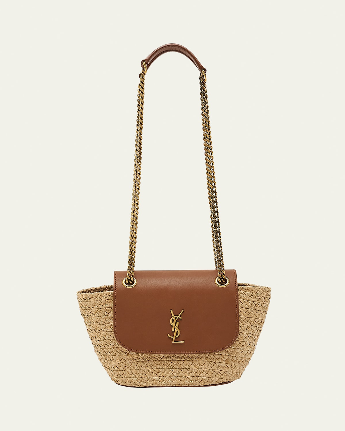 Panier Mini YSL Flap Crossbody Basket Bag in Raffia | Bergdorf Goodman