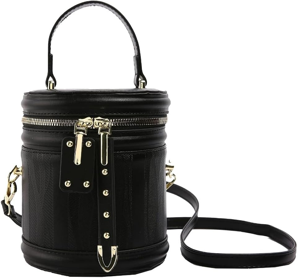 PU Leather Handbag Top Handle Cylinder Bag Crossbody Shoulder Bag for Daily Use | Amazon (US)