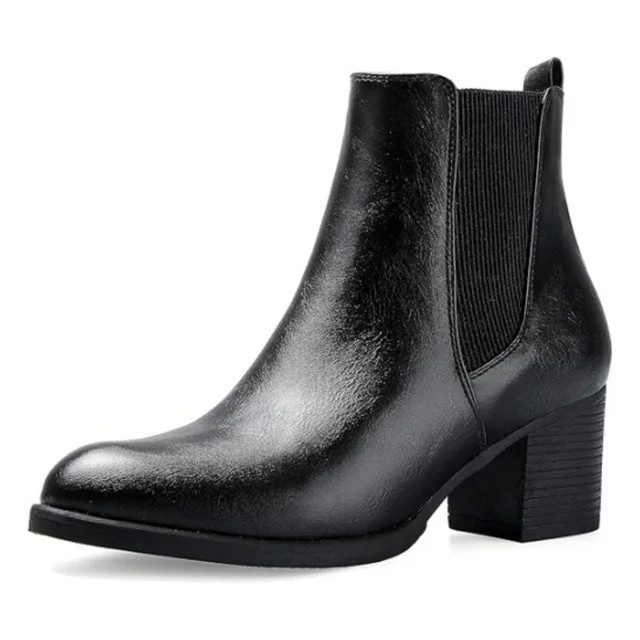 Pennysue Women Chelsea Boots Black Pu Female Chunky Heel Ankle Booties 10M | Walmart (US)