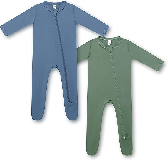 HAPIU Bamboo Baby Footed Pajamas 2 Way Zip Front, Sleep 'N Play Footies, 0-24 Months | Amazon (US)