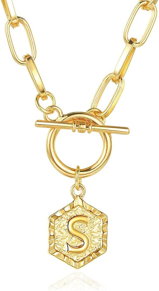 JA.S.JR 18K Gold Plated Initial Necklace Gold Necklaces for Women Letter Necklace | Amazon (US)