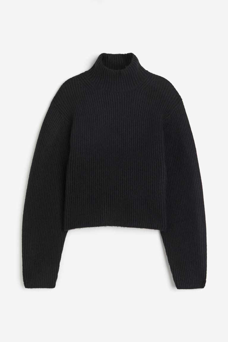 High Neck Rib Knit Sweater - Black - Ladies | H&M AU | H&M (AU)