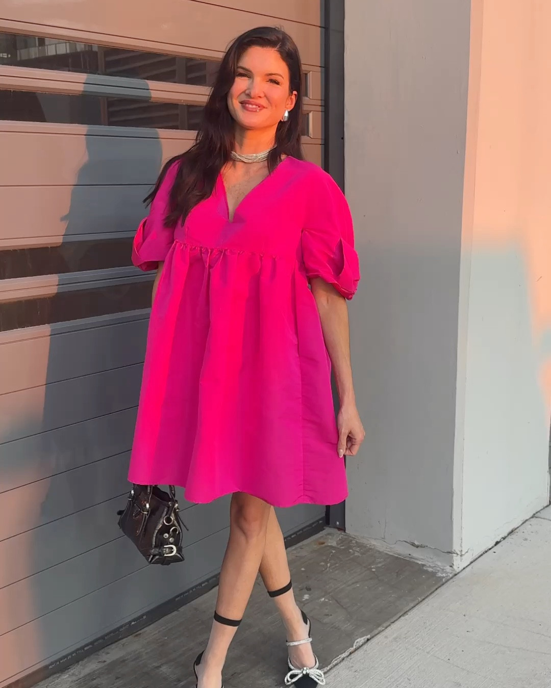 Pink baby doll dress with black spark shoes and silver accessories 

#LTKSeasonal #LTKWedding #LTKStyleTip