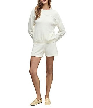 Barefoot Dreams CozyChic Ultra Lite� Knit Seamed Pullover and Short Lounge Set - L | Dillard's