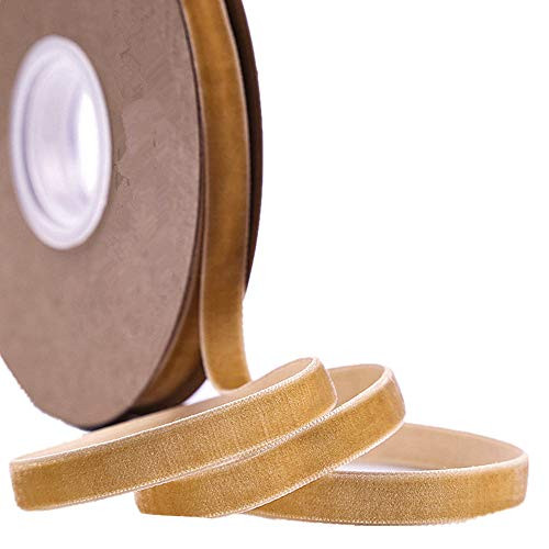 QIANF Vintage Khaki Velvet Ribbon, 3/8 Inch X 25Yd | Amazon (US)