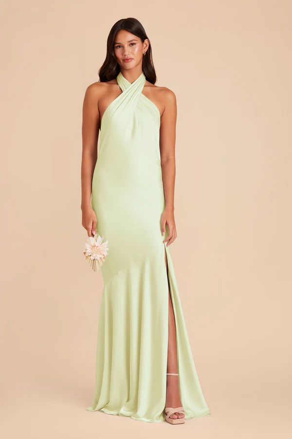 Stephanie Matte Satin Dress - Pale Pistachio | Birdy Grey