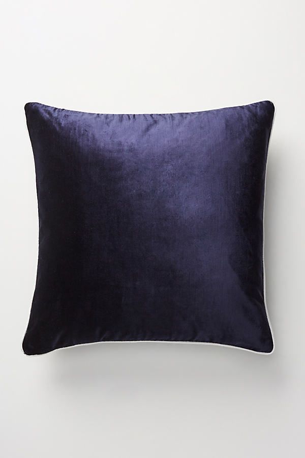 Adelina Slub Velvet Pillow By Anthropologie in Blue Size 22 X 22 | Anthropologie (US)
