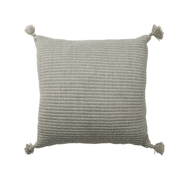 Gray Woven Tassels Outdoor Pillow | Kirkland's Home