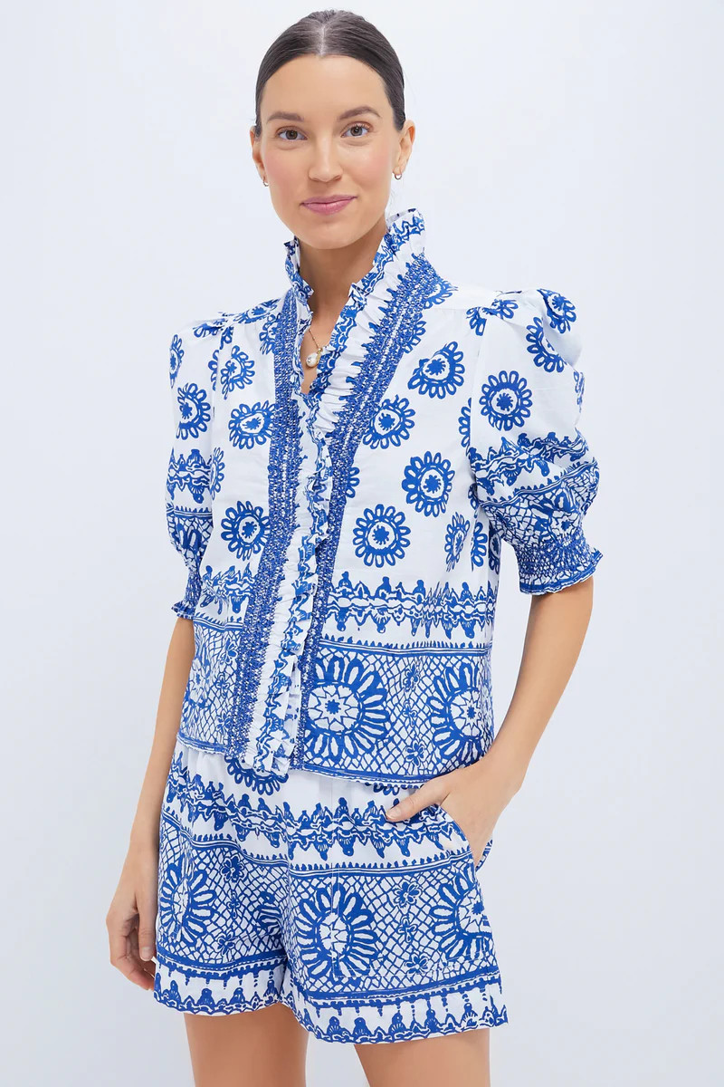 Exclusive White and Blue Zuri Top | Tuckernuck (US)