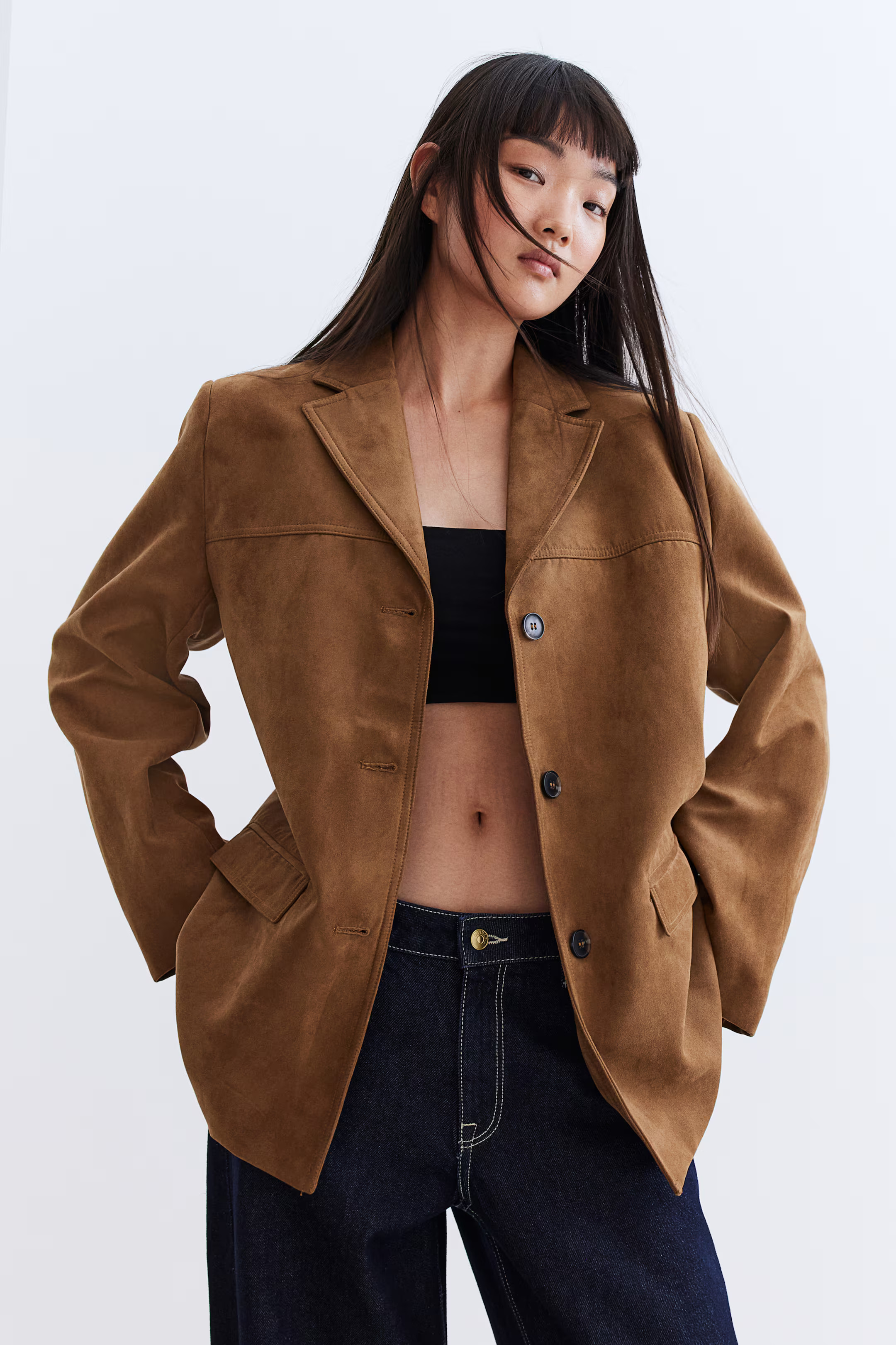 Single-breasted blazer - Brown - Ladies | H&M GB | H&M (UK, MY, IN, SG, PH, TW, HK)