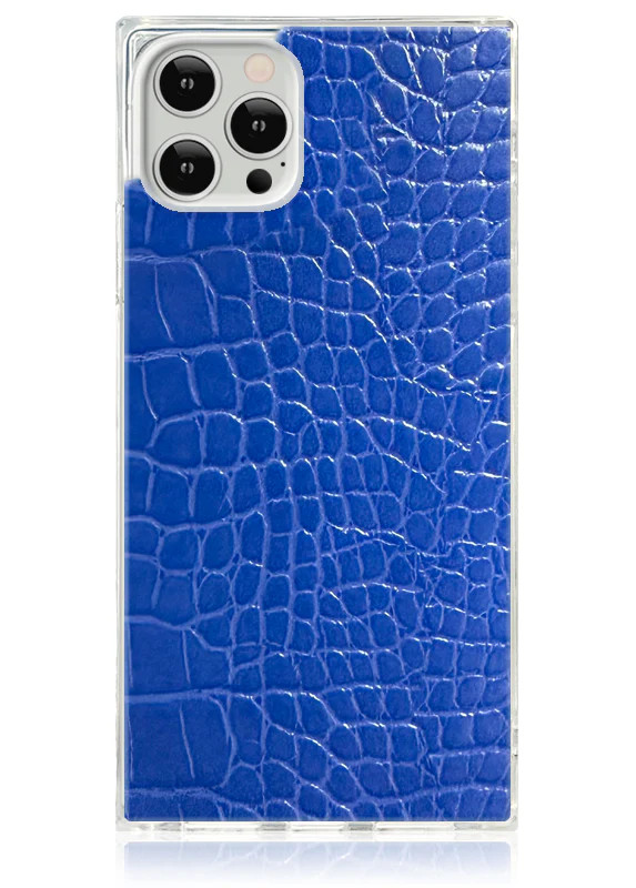 SQUARE® Blue Crocodile Faux Leather iPhone Case | FLAUNT