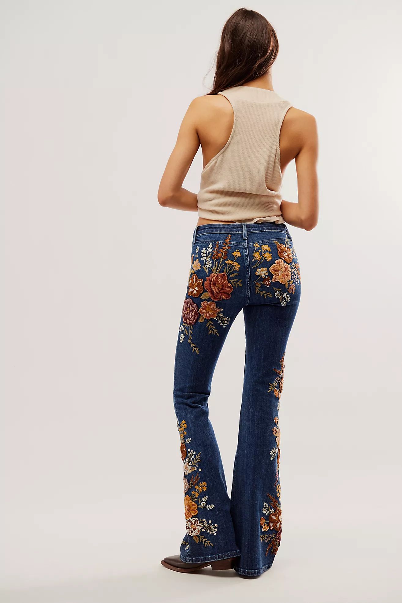Driftwood Farrah Embroidered Flare Jeans | Free People (Global - UK&FR Excluded)
