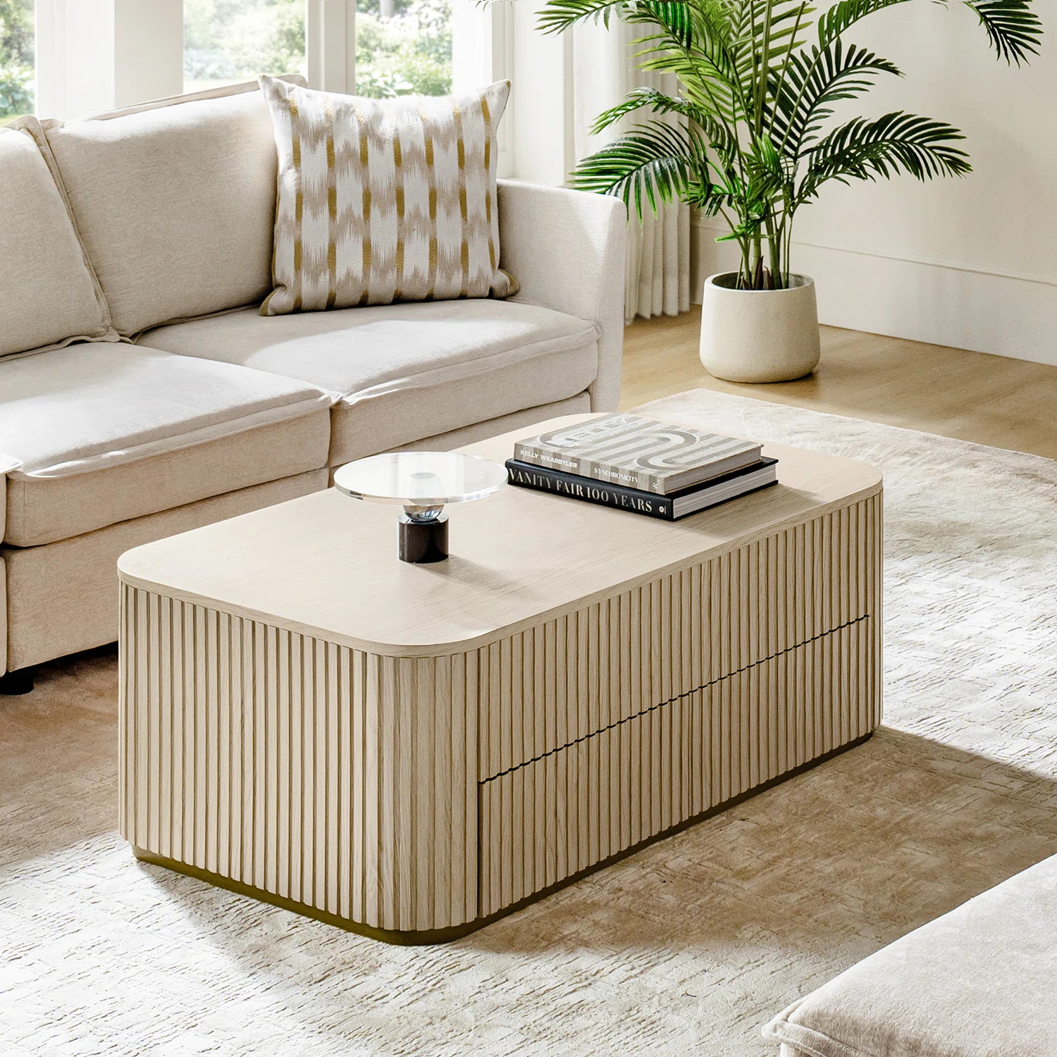 Jadida Lucrecia Modern 47.75"W Fluted Lift-Top Coffee Table WIth Storage | Wayfair North America