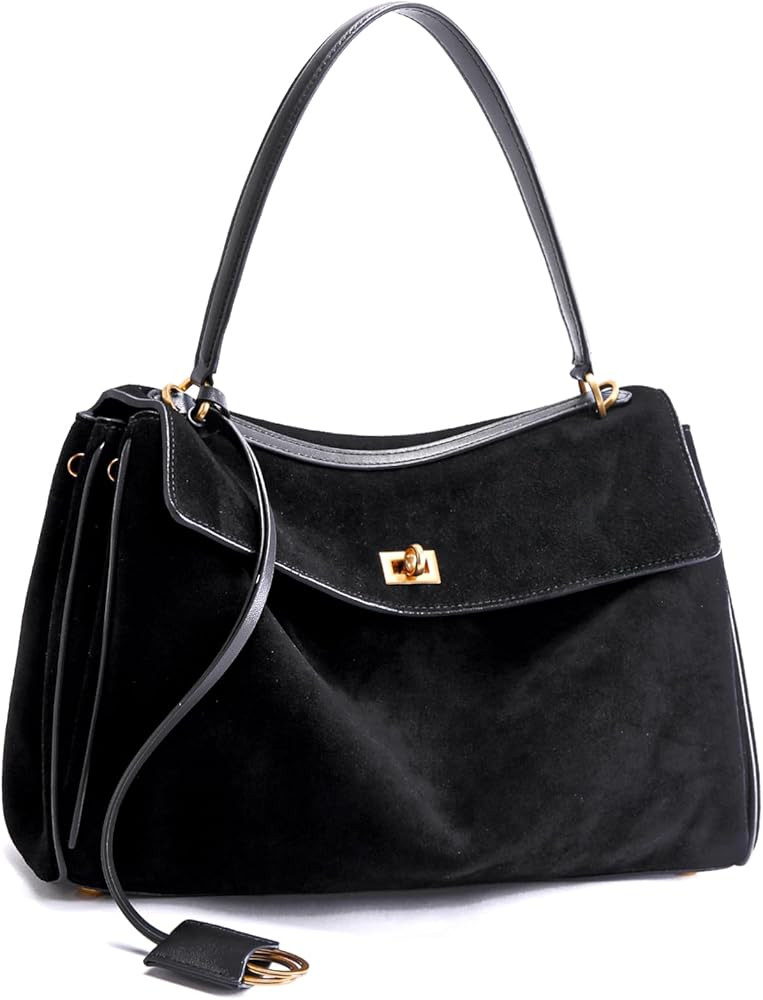 BOYATU Leather Suede Tote Bag for Women: Genuine Leather Shoulder Handbag - Ladies Suede Purse Sa... | Amazon (US)
