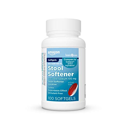 Amazon Basic Care Stool Softener Laxative, Docusate Sodium 100 mg, Softgels, For Constipation Rel... | Amazon (US)