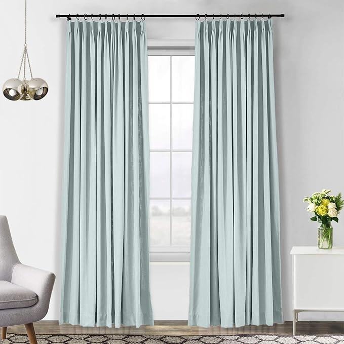 Drapifytex Linen Cotton Room Darkening Curtain, Living Room Darkening Curtain, Winter Sky, Pinch ... | Amazon (US)