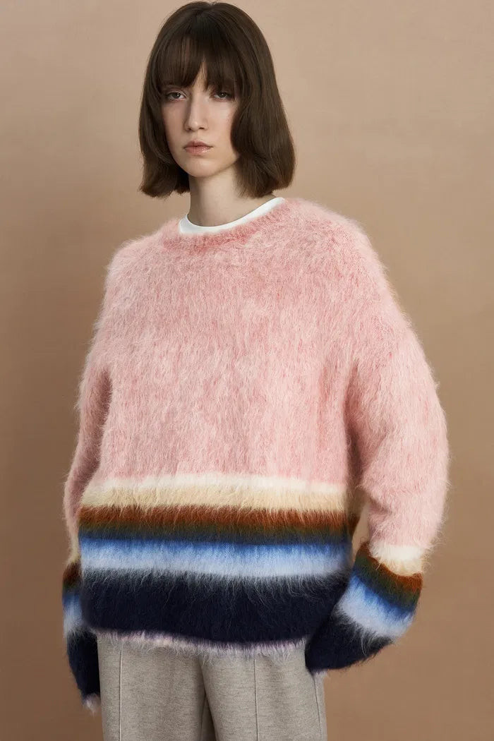 Ava Rainbow Striped Knit Sweater | Fabrique