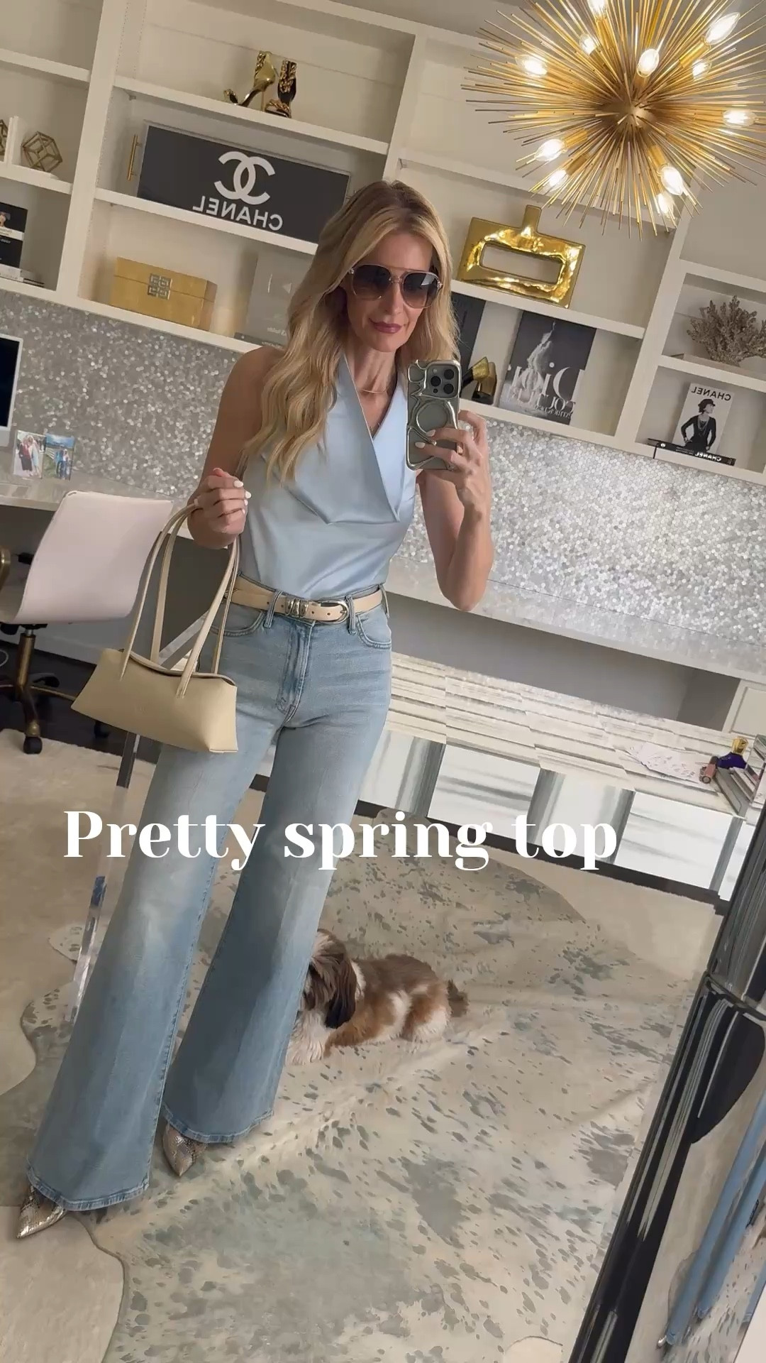 If you want a fresh update for spring, try incorporating ICE BLUE into your wardrobe. This vibrant satin halter instantly brightens the complexion, and paired with wide-leg denim, it creates that long, flattering line we all love. Chic, slimming, and so easy to wear. I’m in XS up top and 24 in jeans — everything runs true to size.  

 

#LTKootd #LTKdayinmylife #LTKOver40