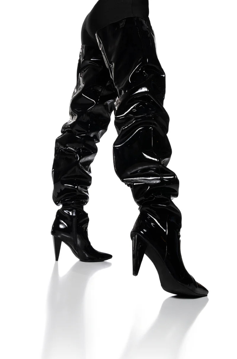 AZALEA WANG JETAIME BLACK PATENT BOOT | AKIRA