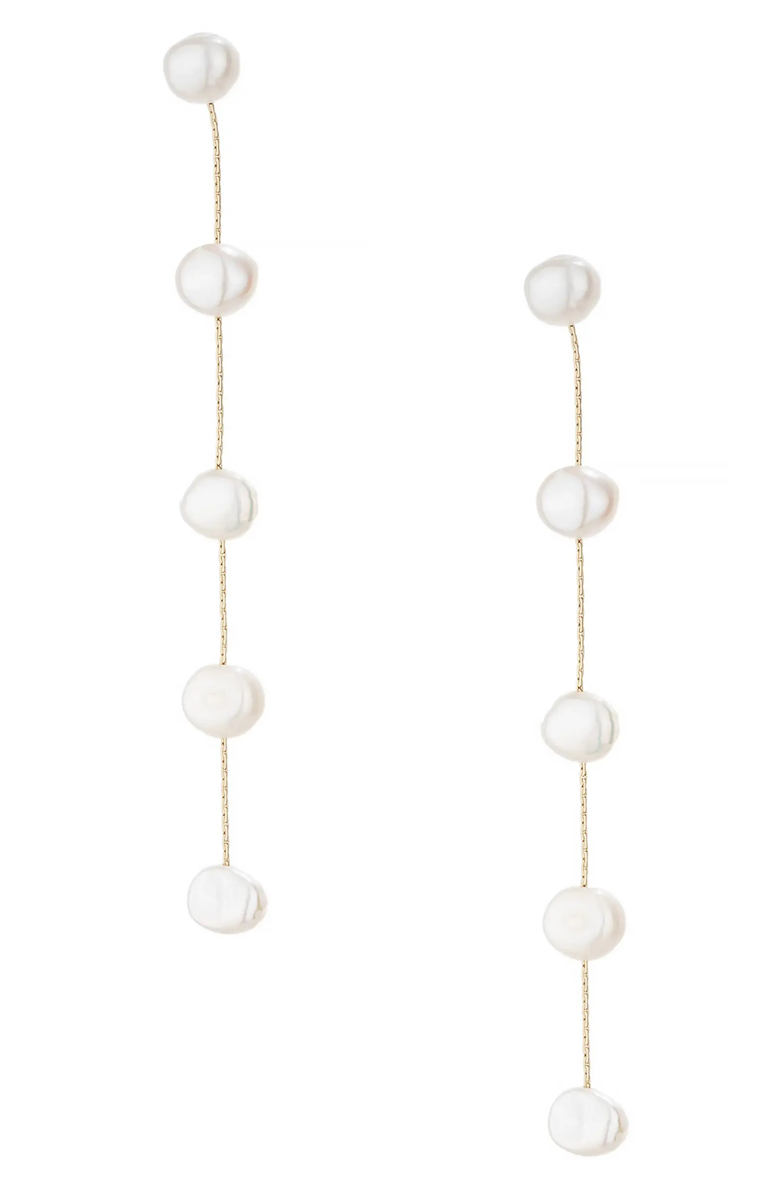 Ettika Dripping Freshwater Pearl Linear Drop Earrings | Nordstrom | Nordstrom
