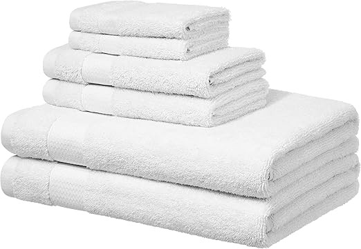 Amazon Basics Everyday Towels - 2 Bath, 2 Hand and 2 Washcloths, White | Amazon (UK)